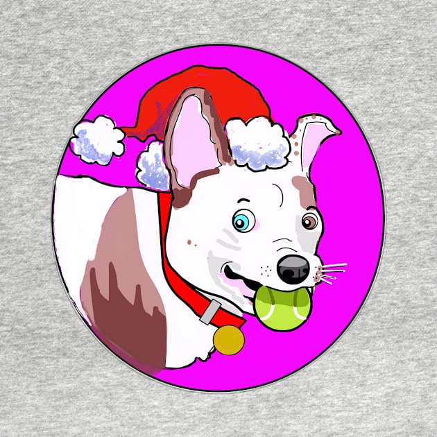 MERRY GRUFFMAS DOG CARTOON FUCHSIA by MarniD9